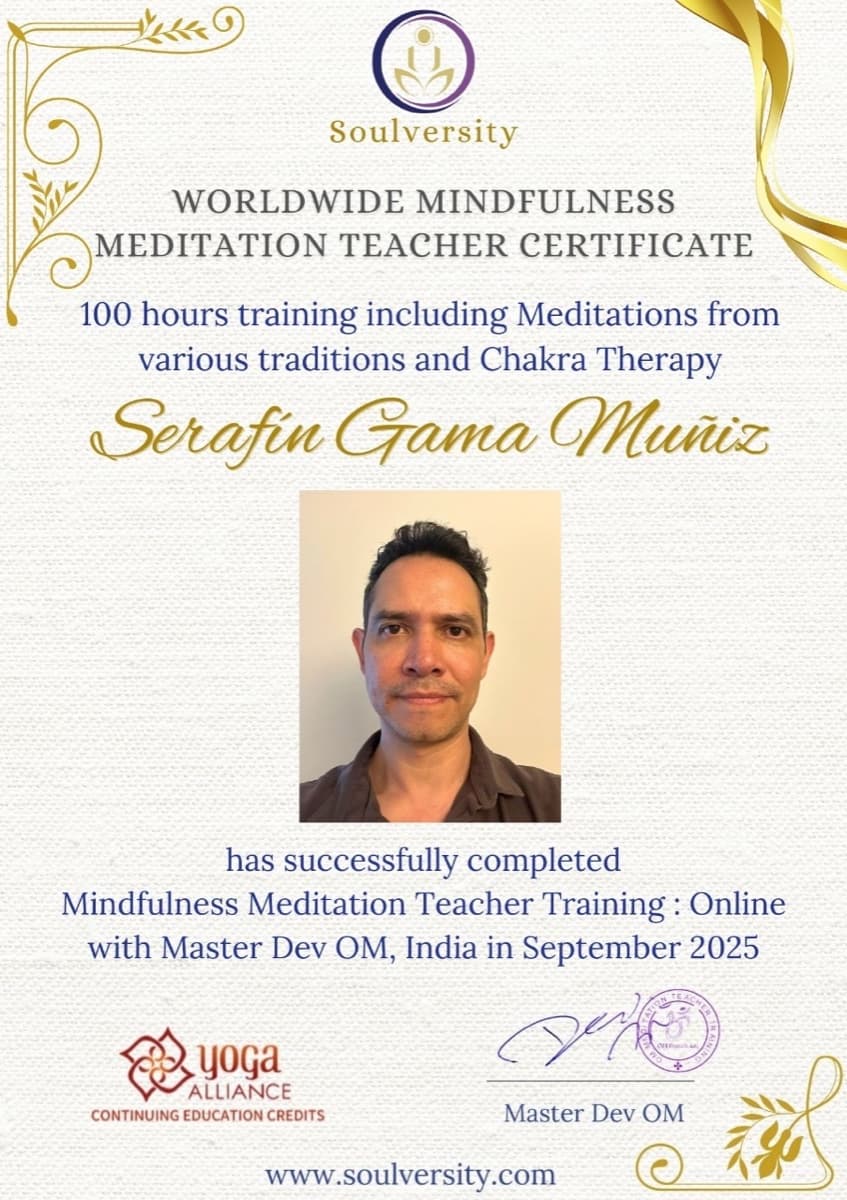 Certificado de Mindfulness Meditation Teacher de Sera