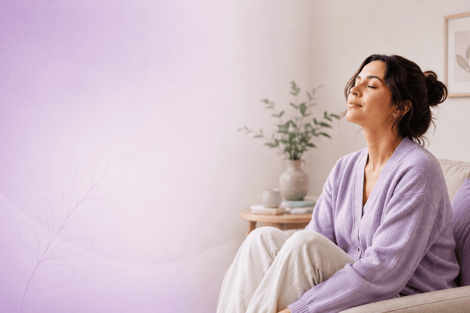 Mujer en pausa consciente para el Reto C.A.L.M.A.